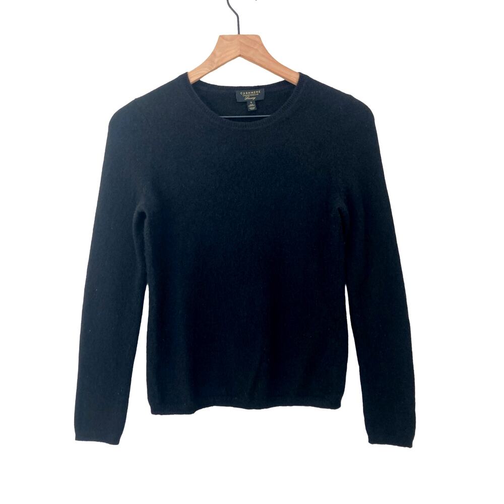 Charter Club Luxury 100% Cashmere Black Knit Corporate Goth Fall Sweater Small